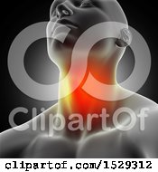 Clipart Of A 3d Man With Glowing Throat Pain Royalty Free Illustration by KJ Pargeter