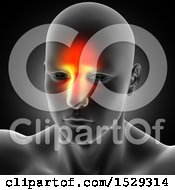 Clipart Of A 3d Man With Glowing Sinus Pain Royalty Free Illustration