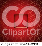 Clipart Of A Square Frame Over A Fancy Golden Pattern Over A Red Background Royalty Free Vector Illustration
