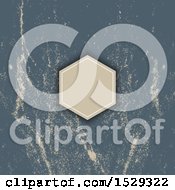 Clipart Of A Blank Frame Over A Tan And Blue Halftone Background Royalty Free Vector Illustration