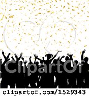 Poster, Art Print Of Silhouetted Crowd Of People In An Audience With Gold Confetti