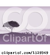 Poster, Art Print Of Purple Silhouetted Tree And Landscape Background