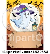 Poster, Art Print Of Blank Parchment Scroll With A Halloween Witch Ghost