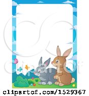 Poster, Art Print Of Border With A Pair Of Bunny Rabbits