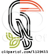 Clipart Of A Double Line Styled Toucan Bird Royalty Free Vector Illustration by elena