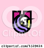 Clipart Of A Patterned Letter U Unicorn Design Over Pink Royalty Free Vector Illustration by elena