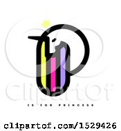 Poster, Art Print Of Letter P Unicorn Design With A Crown And Text