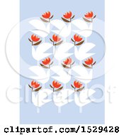 Clipart Of A Pattern Of Doves With Flowers On Pastel Royalty Free Vector Illustration