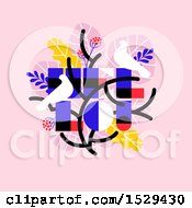 Clipart Of A Hello Design With Doves And Leaves On Pink Royalty Free Vector Illustration
