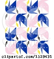 Poster, Art Print Of Seamless Pattern Background Of Blue And Pink Doves