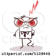 Clipart Of A Mad Stick Business Man With Huge Red Eyes Royalty Free Vector Illustration