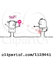 Clipart Of A Stick Business Man And Woman Having A Battle Of The Sexes Royalty Free Vector Illustration by NL shop