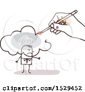 Poster, Art Print Of Hand Sketching A Pollution Cloud Over A Stick Business Man