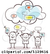 Poster, Art Print Of Stick Family With Their Electronics Connected To The Cloud