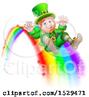 Poster, Art Print Of St Patricks Day Leprechaun Riding A Rainbow