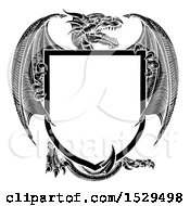 Poster, Art Print Of Black And White Dragon Shield