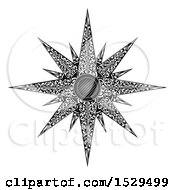 Clipart Of A Black And White Woodcut Styled Christmas Star Royalty Free Vector Illustration by AtStockIllustration