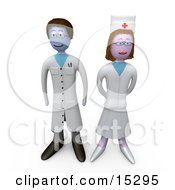 Proud Female Nurse Standing Beside A Doctor In A Hospital Clipart Illustration Image