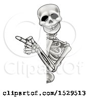 Poster, Art Print Of Cartoon Skeleton Pointing Around A Sign