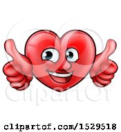 Poster, Art Print Of Cartoon Happy Red Love Heart Character Giving Two Thumbs Up