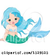 Poster, Art Print Of Mermaid Baby With Blue Hair