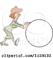 Poster, Art Print Of Cartoon White Business Woman Getting The Ball Rolling