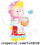 Poster, Art Print Of Blond Girl Carrying A Cake