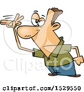 Clipart Of A Cartoon Man Gesturing That He Is Watching Someone Royalty Free Vector Illustration