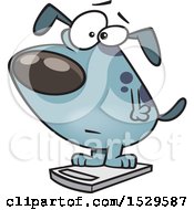 Poster, Art Print Of Cartoon Obese Dog On A Scale