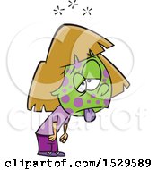 Clipart Of A Cartoon Contagious Sick Girl Royalty Free Vector Illustration