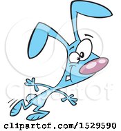 Clipart Of A Cartoon Dancing Blue Bunny Rabbit Royalty Free Vector Illustration by toonaday