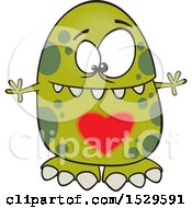 Clipart Of A Cartoon Monster With A Big Heart Royalty Free Vector Illustration