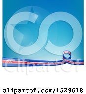 Poster, Art Print Of North Korean Ribbon Flag Over A Blue And White Background