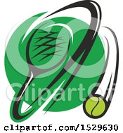 Clipart Of A Tennis Racket And Ball Design Royalty Free Vector Illustration