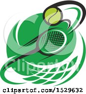 Clipart Of A Tennis Racket And Ball Design Royalty Free Vector Illustration