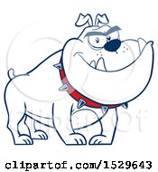 Clipart Of A Tough White Bulldog Wearing A Spiked Collar Royalty Free Vector Illustration