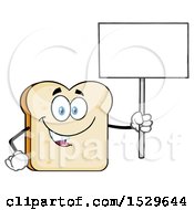 Poster, Art Print Of Sliced Bread Mascot Character Holding Up A Blank Sign