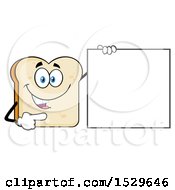 Poster, Art Print Of Sliced Bread Mascot Character Pointing To A Blank Sign