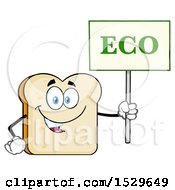 Poster, Art Print Of Sliced Bread Mascot Character Holding An Eco Sign