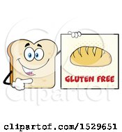 Poster, Art Print Of Sliced Bread Mascot Character Pointing To A Gluten Free Sign