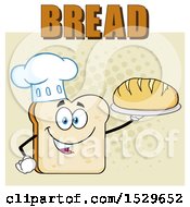 Poster, Art Print Of Sliced Bread Chef Mascot Character Serving A Loaf Under Text