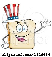 Clipart Of A Sliced Bread Mascot Character Wearing An American Top Hat Royalty Free Vector Illustration