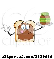 Poster, Art Print Of Sliced Bread Mascot Character Smeared With Peanut Butter Holding A Jar And Gesturing Perfect