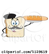 Poster, Art Print Of Sliced French Bread Mascot Character Holding A Baguette