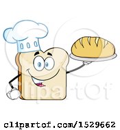 Poster, Art Print Of Sliced Bread Chef Mascot Character Serving A Loaf
