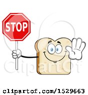 Poster, Art Print Of Sliced Bread Mascot Character Holding A Stop Sign