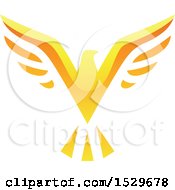 Clipart Of A Golden V Shaped Eagle Flying Royalty Free Vector Illustration