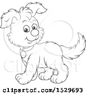 Clipart Of A Black And White Cute Puppy Dog Royalty Free Vector Illustration