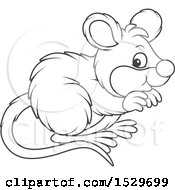 Clipart Of A Black And White Cute Mouse Royalty Free Vector Illustration