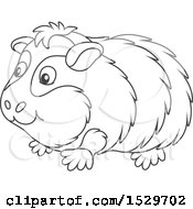 Clipart Of A Black And White Cute Guinea Pig Royalty Free Vector Illustration